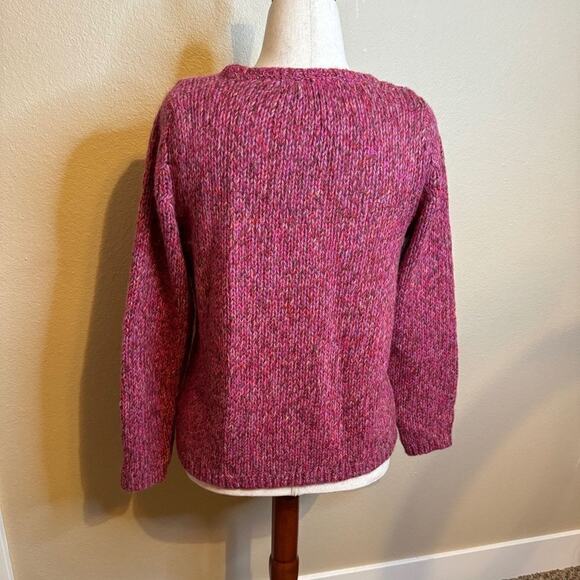 J. Jill sweater pink multicolored heathering chevron wool blend pullover Sz M - Picture 2 of 8